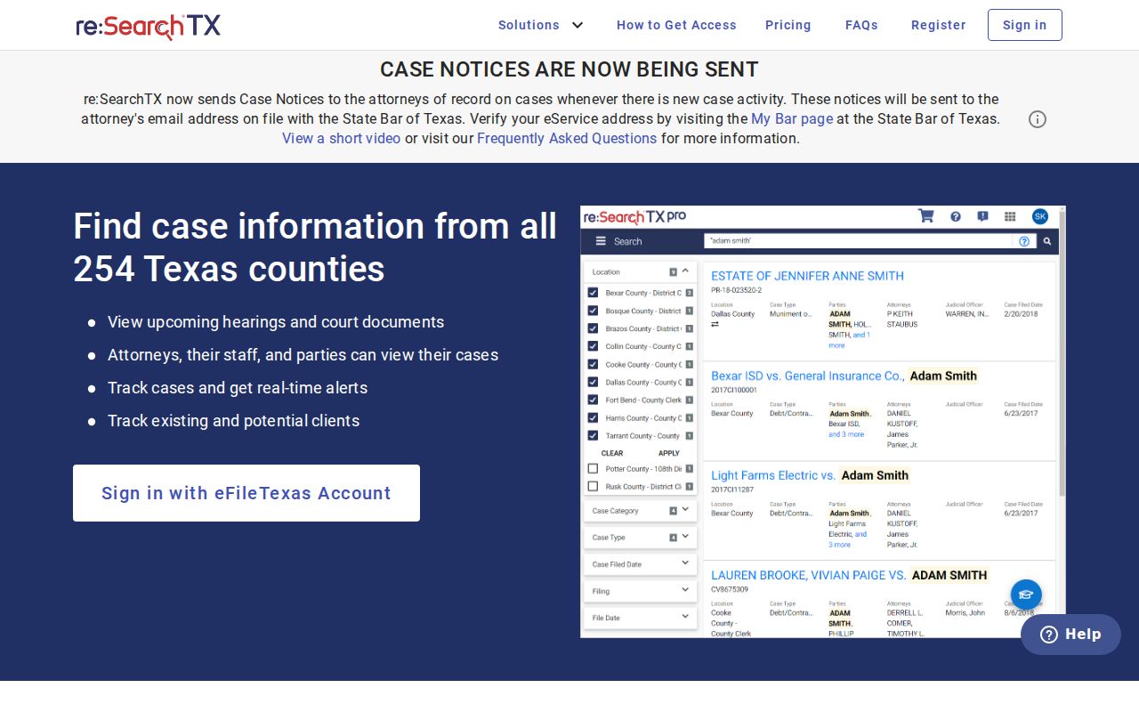 Cameron County residents directory court search portal