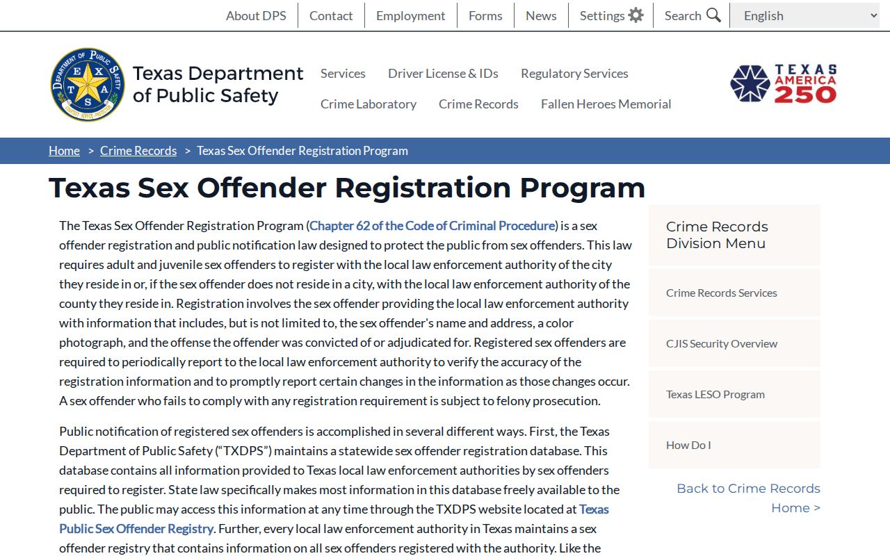 Cameron County residents directory Texas DPS registry information